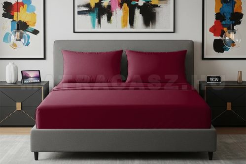 Alvásstúdió Jersey gumis lepedő Burgund 200-220x200 cm