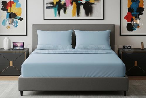 Alvásstúdió Jersey gumis lepedő Hellblau 70x140 cm
