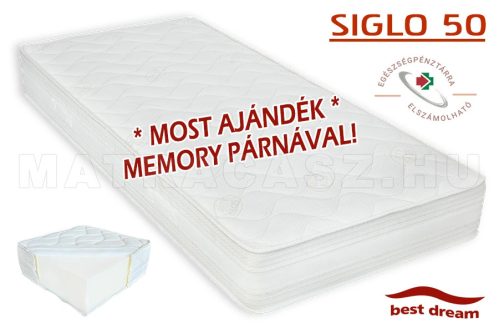 Best Dream Siglo 50 nagy teherbírású kemény hideghab matrac 100x190 cm - ajándék memory párnával