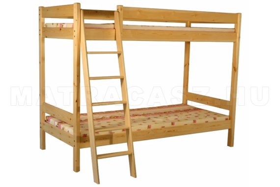 Kétszintes emeletes ágy gyerekeknek létrával bükkfából 100x200 Bükk