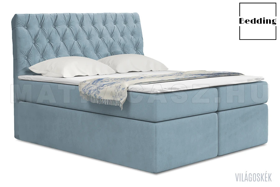 Toscana világoskék OUTLET boxspring szövet ágy 180x200