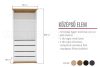 Manhattan 2 polcos,  4 fiókos középső gardróbszekrény elem (90 cm)