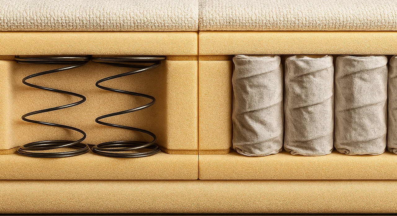 A két rugótípus belső szerkezetének összehasonlító rajza